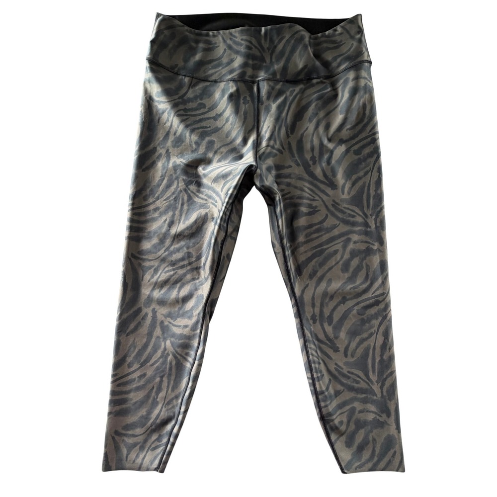 Good American Sea Turtle Zebra Leggings Green Grey Animal Print Size 7 4X